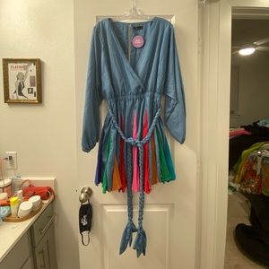 NWT Kois Kloset rainbow/chambray rope belt dress XXL
